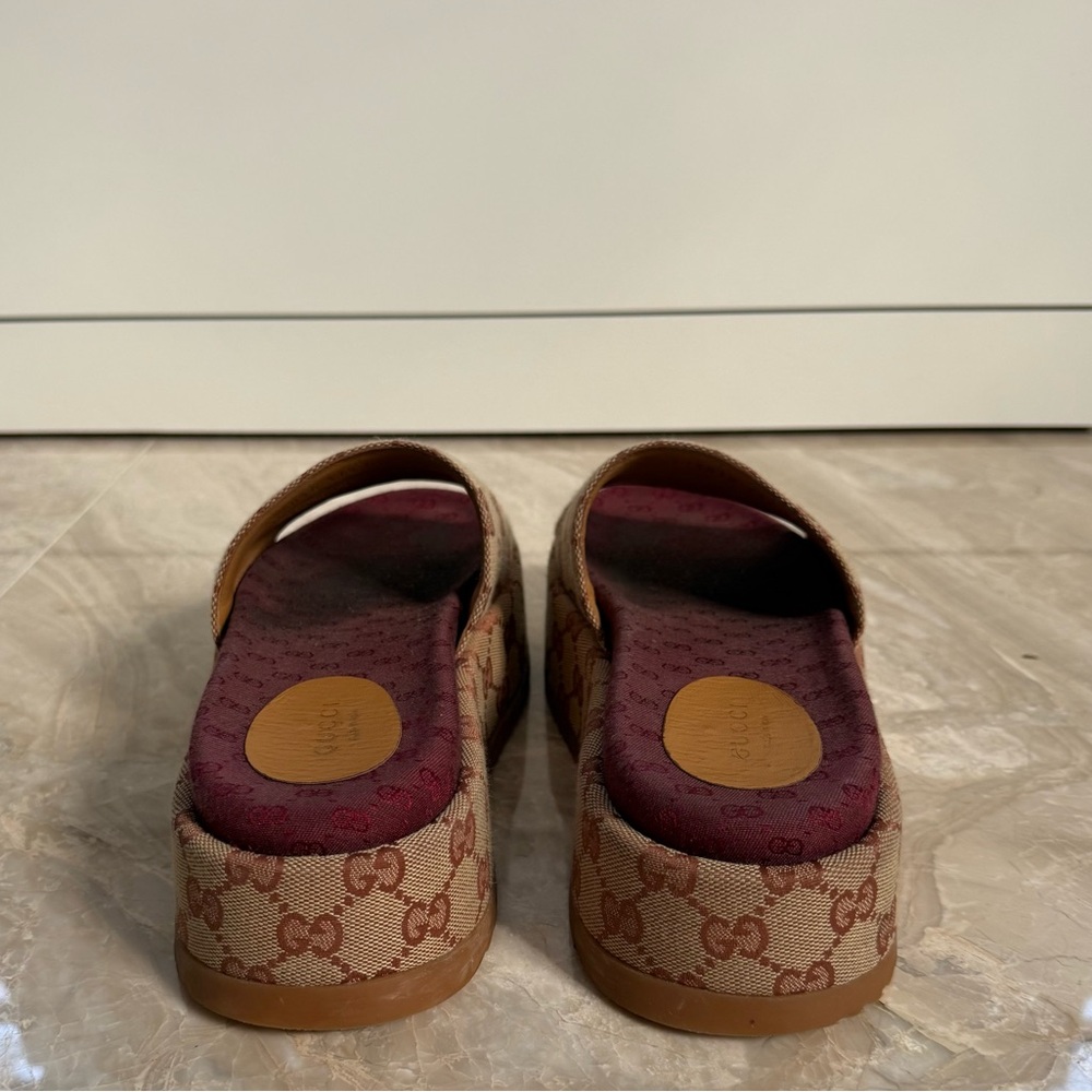 Gucci Angelina GG Canvas Flatform Slide Sandals Size 37 w/ Box - Picture 5 of 16